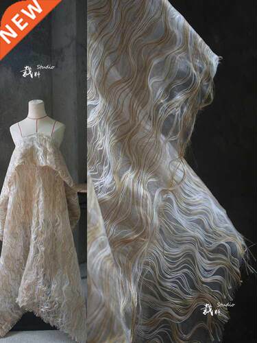 Sandwich Cotton Thread Flowing Texture Designer Fabric