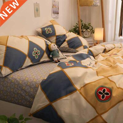 North Style Smple Retro Plad Bed Sngle Double Pure