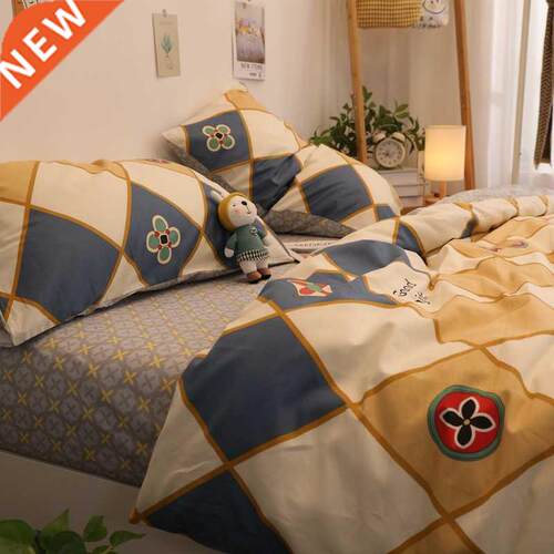 North Style Smple Retro Plad Bed Sngle Double Pure