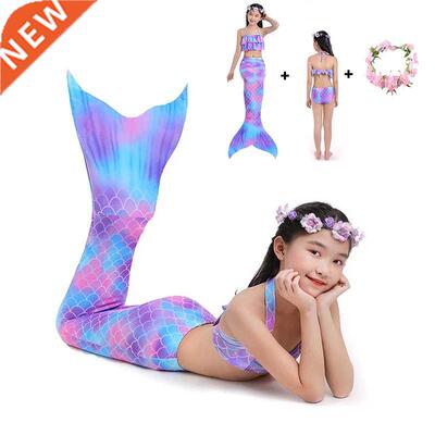 2022 Girls Swimmable Mermaid Tail Princess Dress Kids Holida
