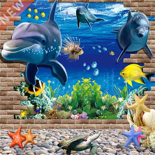1PC Waterproof 3D Sea Whale Fish Wall Stickers for Kids