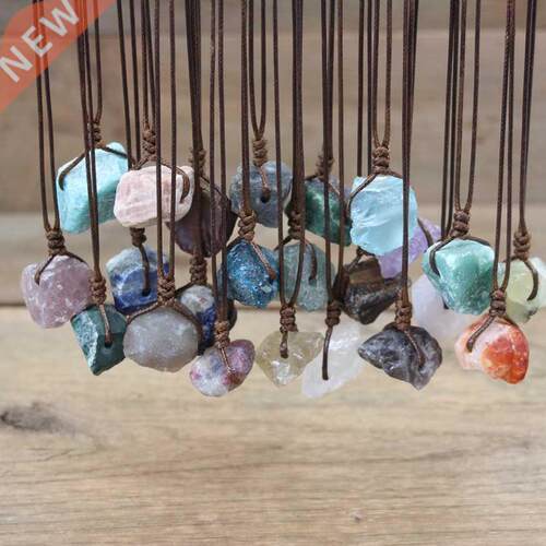 Healing Reiki Raw Stone Mineral Pendants Necklace,Natural Cr