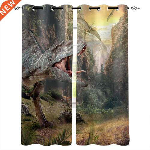 Jurassic Dinosaur D Priml Forest Window Curtains
