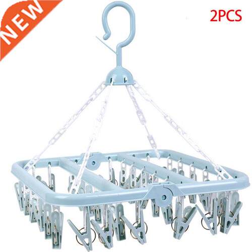 2 Pieces 32 Clips Folding Clothes Hanger Children Adults Clo