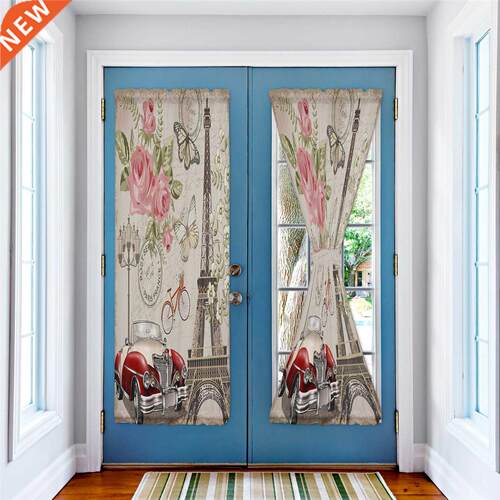 Eiffel Tower Flowers Car Bike Retro Style Door Curtains