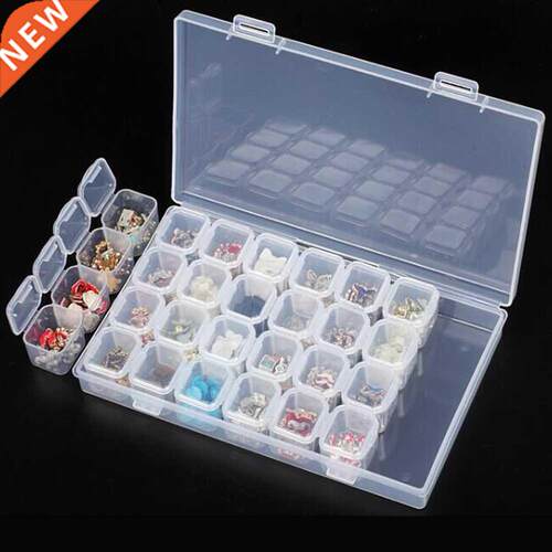28 Slots Clear Storage Case Removable Rhinestone Nail Art To