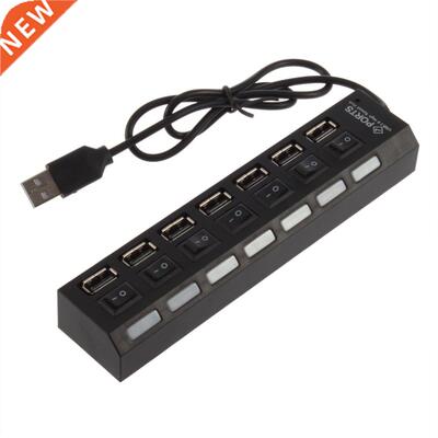 High Speed HUB Sharing Switch New Black 7 Port USB 2.0 For L