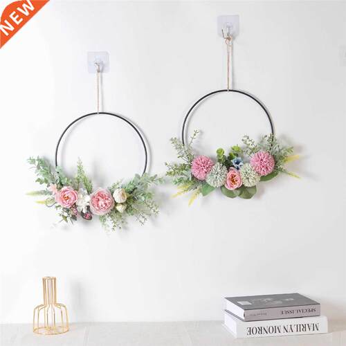 Welcome Sign Wreath Rustic Floral Hoop Wreath Hanging Sign