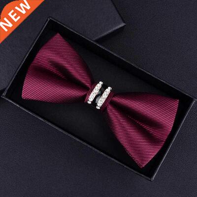 Tuxedo Metal Crystal Wedding Bow Tie Men Women Butterfly Kno