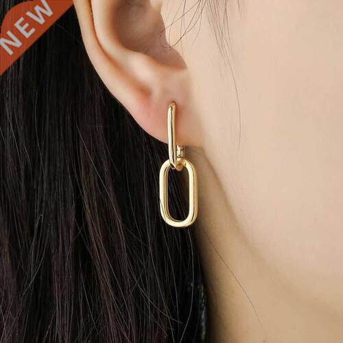 Genuine 925 Sterling Silver geometric oval simple metal styl
