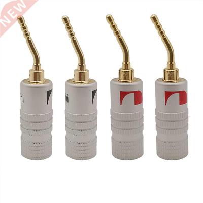 4Pcs Gold-Plated 2 mm Banana Plug Angled Pin Connector with