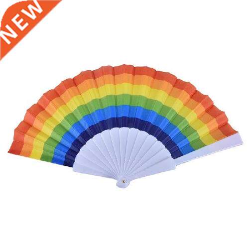 1Pc Home Decor Crafts Fan Rainbow Hand Held Folding Fan