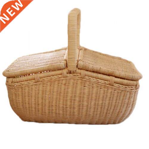 Rattan picnic basket with lid environmental protection