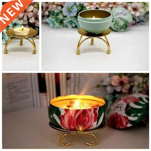 Iron Gold Plated Candle Holders Pillar Metal Plate For