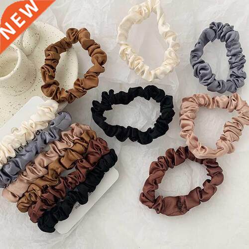 6Pcs/Set Satin Silk Solid Color Scrunchies Elastic Hair Band