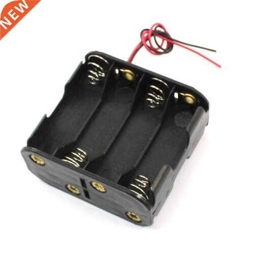 Black Two Layers 8x1.5V AA Batteries Holder Case w Wire Lead