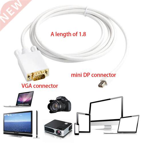 1.8M Mini DisplayPort DP to VGA Connector Male-Male Adapter