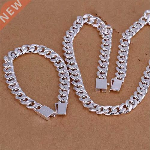 Hot new 925 sterling Silver classic 10MM Square Chain Bracel