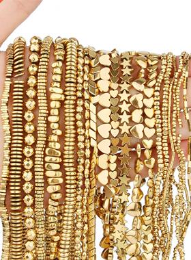 Retention Color AAA+ Gold Plated Hematite Beads Natural Ston