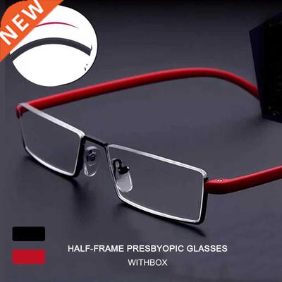 Metal Anti-Blue Light Reading Glasses Men Half Frame Prescri