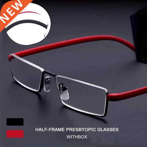 Metal Anti-Blue Light Reading Glasses Men Half Frame Prescri