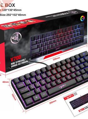 V700 61 Keys RGB Backlight Keyp USB Wired Gaming Keyboard
