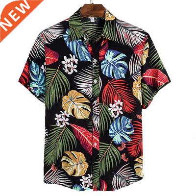 Quality Harajuku Beach Men Short Sleeve Hawaiian Shirt Casua
