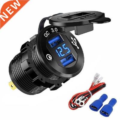 For 12V/24V Car Motorcycle Dual USB QC 3.0 Car Charger
