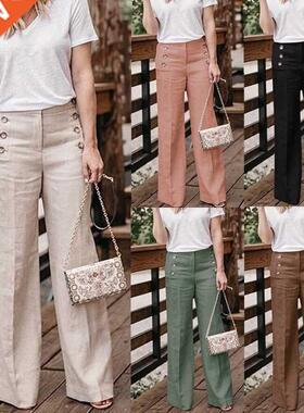 3XL 2022 Summer New Hot Cotton Linen Women Wide Legs Pants S