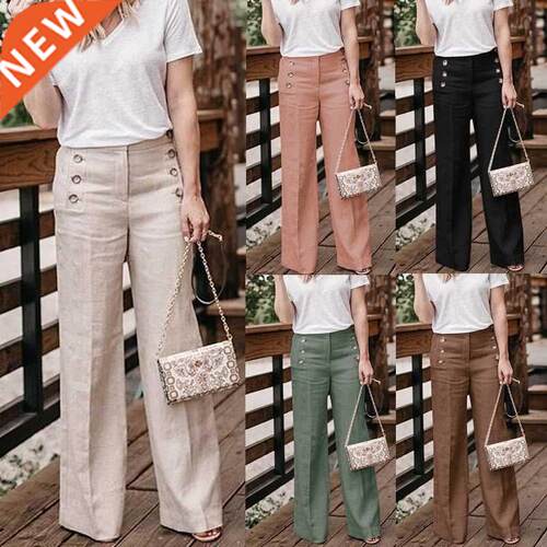 3XL 2022 Summer New Hot Cotton Linen Women Wide Legs Pants S
