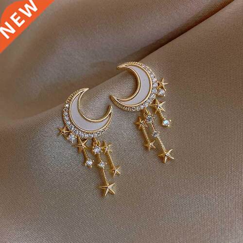 2021 New ndy Moon Dangle Earrings For Women Temperament Pear