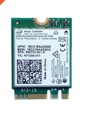 3165NGW AC NGFF M2 Dual Band 2.4G/5G 433Mbps GFF 802.11ac
