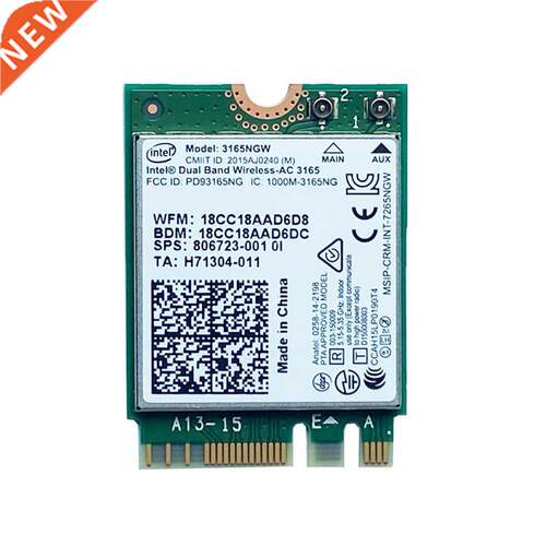 3165NGW AC NGFF M2 Dual Band 2.4G/5G 433Mbps GFF 802.11ac