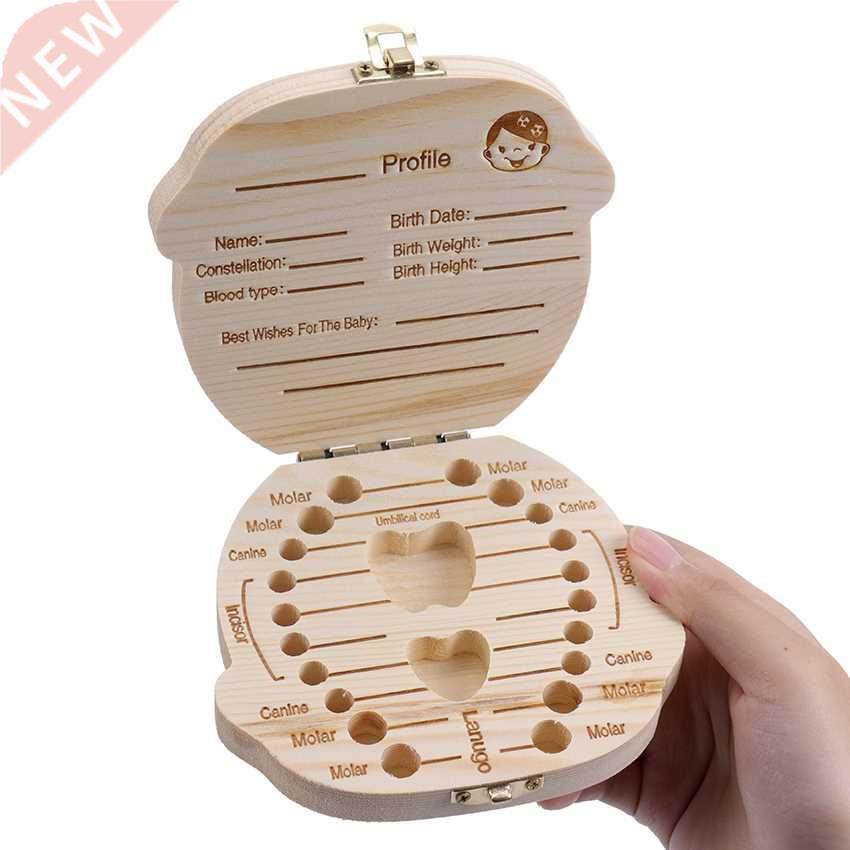 language english baby wood tooth box organizer milk teeth st