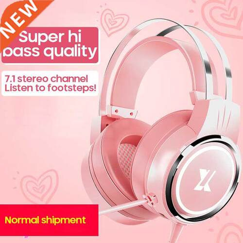 Professional Surround Sound Pink Headphones Gaming Headset