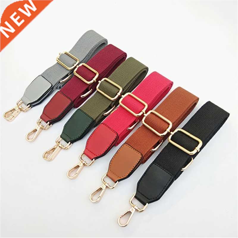Luxury Pure Color Cotton Webbing With Pu Leather Long Should
