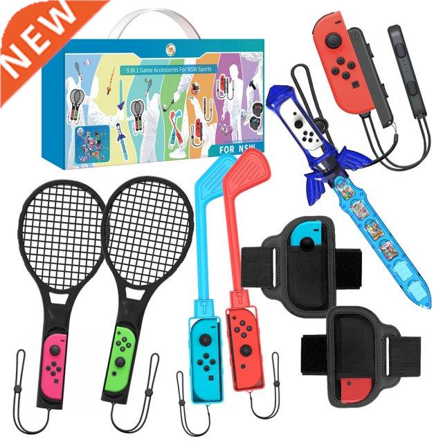 9-in-1 Sports Game Accessories for NS Games Tennis Racket +