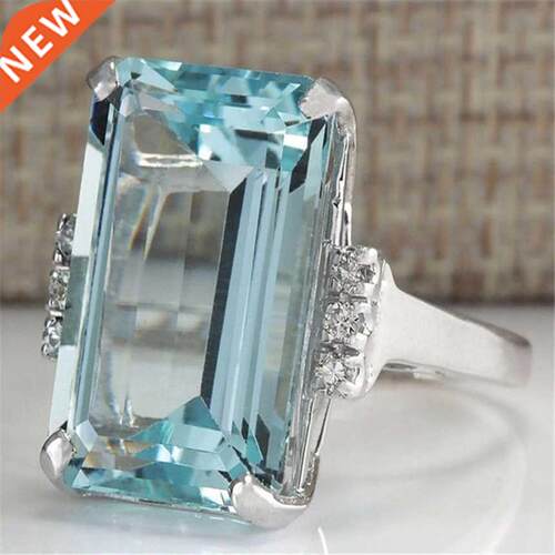 Real 925 Slver Blue Topaz Rng for Women Sapphre Bzutera