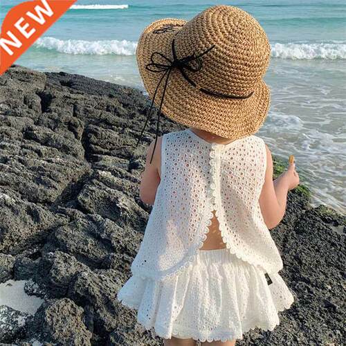 Girls 2022 Summer Clothing Sets Hollow Lace Suit Baby Casual