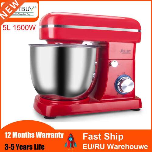 Food Processor 5L 1500W 6-speed Kitchen Stand Mixer Cream E