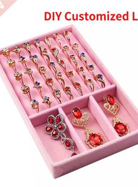 Mordoa Pink Velvet Suede Ring Earrings Organizer Ear Studs J