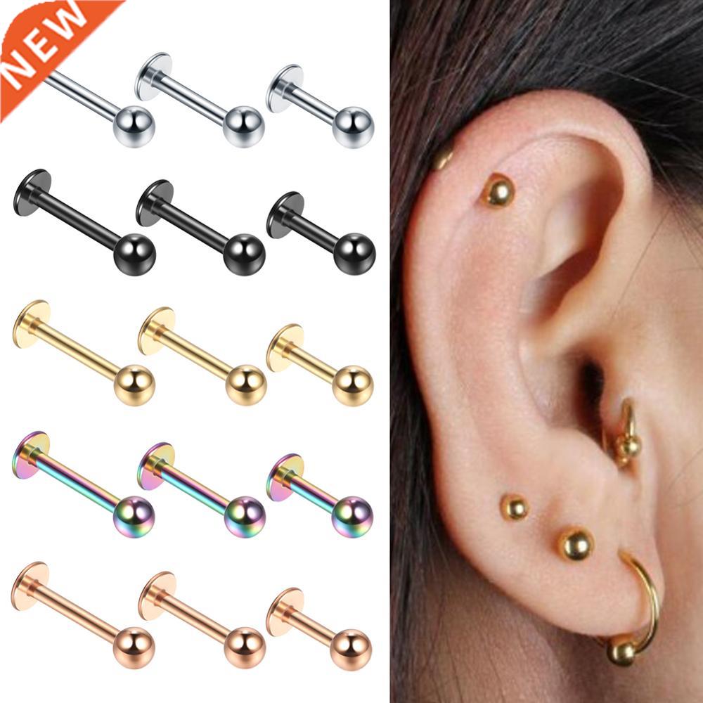 10pcs/lot Steel 16G Tragus Helix Bar 3mm Ball Labret Lip Bar