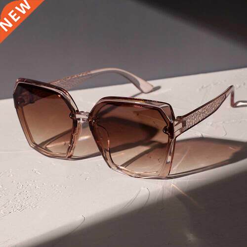 Champagne Brown Big Frame Sunglasses Ladies Fashion Sunshade