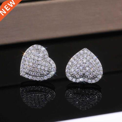 Huitan Classic Design Dazzling Heart Stud Earrings for Women