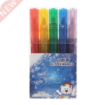 5Pcs Magic Glitter Marker Pen Bright Sparkling Color Drawing