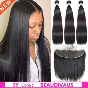 With Bundles Frontal Transparent Huma Peruvian Lace Straight