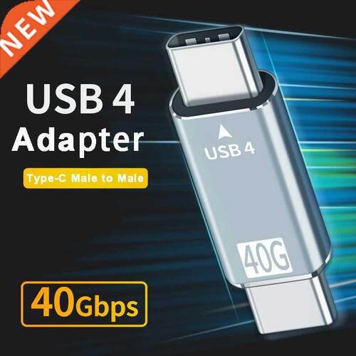 Type C USB4 40Gbps Adapter USB C Male to Male Data Sync Con