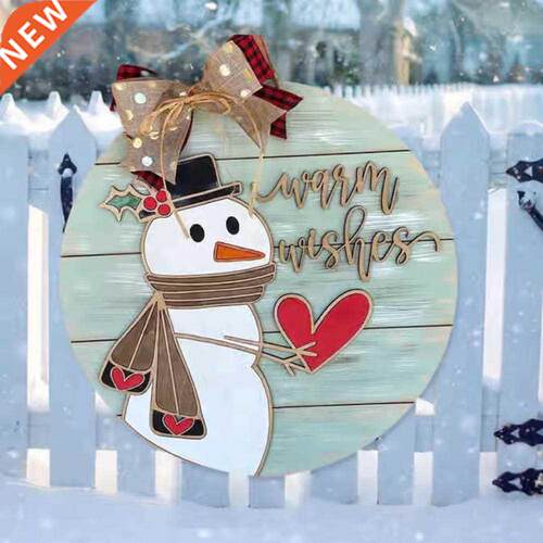 Warm Winter Welcome Snowman Wooden Wreath Christmas Navidad