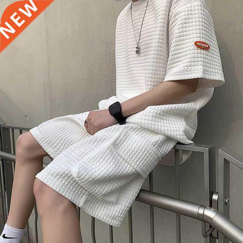 Men Summer Cargo Shorts Set Two Piece Loose Tracksuit Short