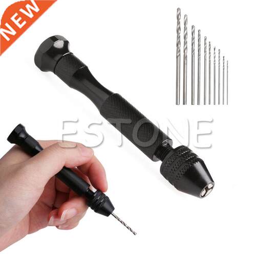Hot Micro Aluminum Hand Drill Keyless Chuck + 10pcs Twist Dr